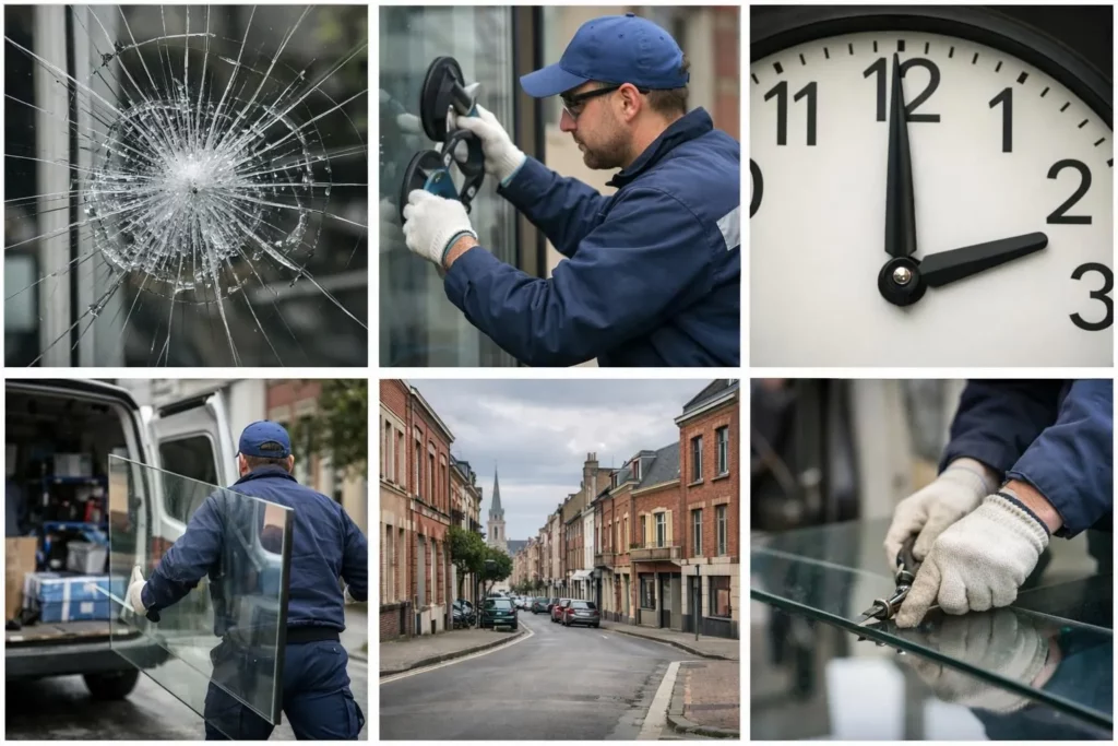 Entreprise vitrerie Roubaix urgence, intervention en 30 minutes garantie
