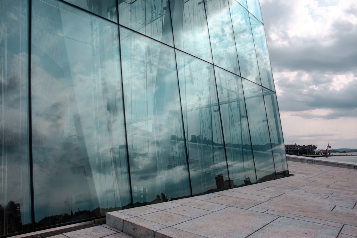 a building with glass walls