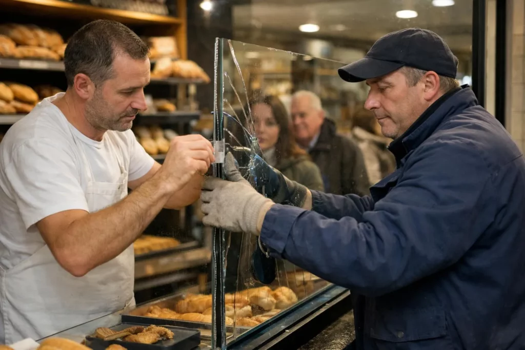 Dépannage vitrine boulangerie Lille, qui appeler en urgence